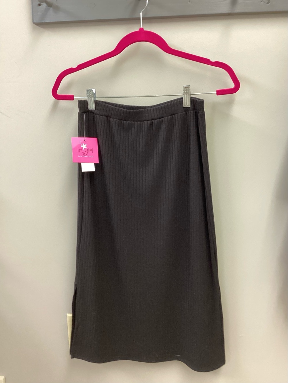 I.n.girl  Girls' Charcoal Ribbed Knit Skirt